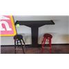 Image 4 : Wall table with cue holder and 2 solid wood stools