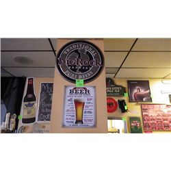 Four pieces in total Big Rock sign and How to Order a Beer Around the World sign, Montreal Canadien 