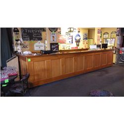 L-shape bar (oak veneer plywood and oak mouldings) approx 21' long section and 8' L section