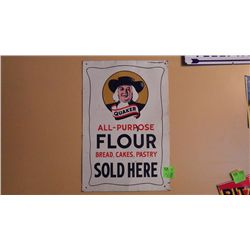 Antique Quaker all purpose flour metal sign