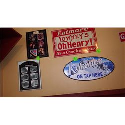 NHL Hockey poster and End of Era of 6 Arenas plaque,  and Kokanee on tap metal sign
