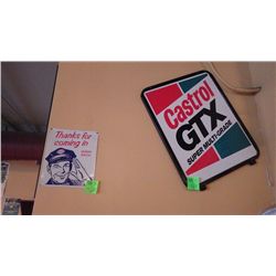 Castro GTX oil sign and Thanks for coming - Esso sign