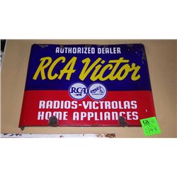 RCA Victor wall clock, two RCA Victor metal signs