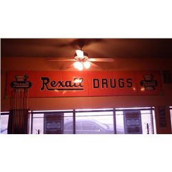 Large antique Rexall Drugs metal sign approx 12'