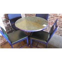 Round wood laminate top centre pedestal table