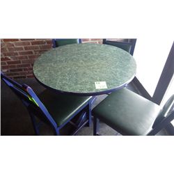 Round wood laminate top centre pedestal table