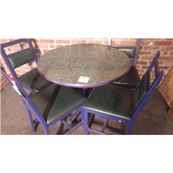 Round wood laminate top centre pedestal table