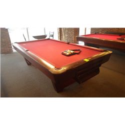 Brunswick medalist professional 4 1/2 x 9 ft slate regulation 8 ball/9 ball table with ball return. 