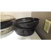 Image 4 : Roasters and pans with small black board, and misc. trays