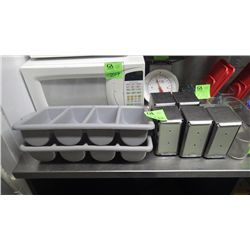 Five Napkin Holders and 2 utensil trays