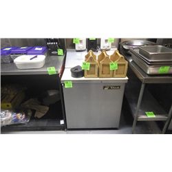 True stainless steel refridgerator with prep table top and chilled inserts top access compartment