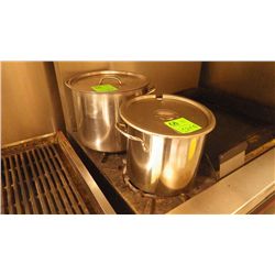 Two large stainless steel stock pots
