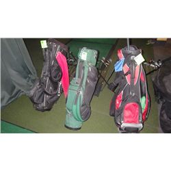 8 piece set of left handed goldf clubs with bag and bag stand