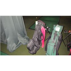 16 piece set of left handed goldf clubs with bag and bag stand