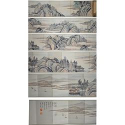 Chinese Watercolour Scene Book by Gu Yun 1845-1906