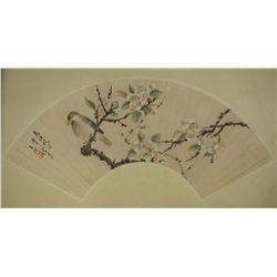 Chinese Watercolour Fan Painting Wang Li 1813-1879