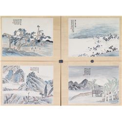 4 Pieces of Chinese Landscape on Paper Qi Baishi