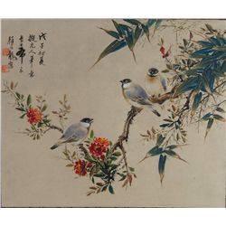 Songbirds Painting Signed Yan Bo Long 1896-1954