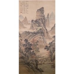 Chinese WC Landscape Silk Zhang Zongcang 1656-1786