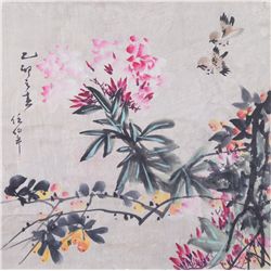 Chinese WC Flowers Scroll Ren Bonian 1840-1895