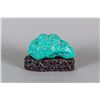 Image 1 : Chinese Turquoise Uncarved Stone w/ Stand