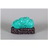 Image 2 : Chinese Turquoise Uncarved Stone w/ Stand