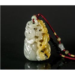 Chinese Two Colour Jadeite Pendant