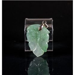 Chinese Green Jadeite Leaf Pendant