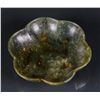 Image 1 : Chinese 18th C. Spinach Jade Carved Lobed Saucer