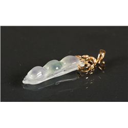 Chinese Icy Jadeite Pendant w/ 18K Gold Bail