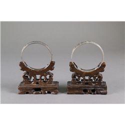 Pair of Chinese Carved Silver Bracelets