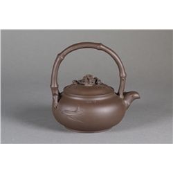 Chinese Zisha Teapot Bamboo Signed