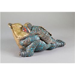 Chinese Bronze Lucky Toad Qianlong Mark