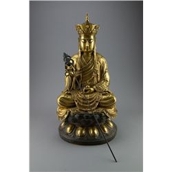 Chinese Gilt Buddha on Lotus Plinth