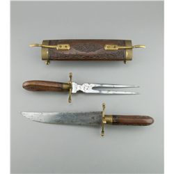 Indian Knife and Folk Set with Wood Carved Case