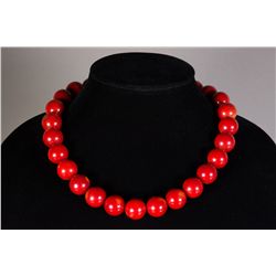 Chinese Red Coral Bead Necklace