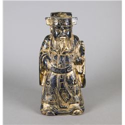 Chinese Wood Carved Fortune God Figure