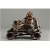 Image 1 : Wood Carved Laughing Buddha with Stand