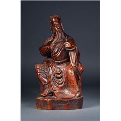 Chinese Carved Rosewood Figure of Guan Gong