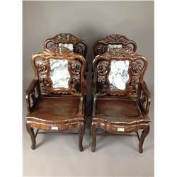 Set of 4 19thC Qing Chinese Rosewood Chairs