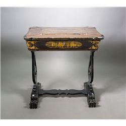 Chinoiserie Lacquer Sewing Table Ivory Pieces