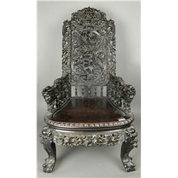 Intricately Carved 18thC Chinese Zitan Chair