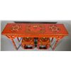 Image 2 : Chinese Republic Red Lacquer Table w/ 2 Stools