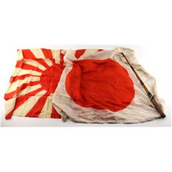 WWII JAPANESE SILK FLAG LOT OF TWO