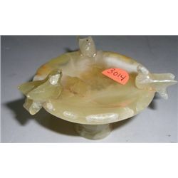 VINTAGE JADE BIRD & BIRDBATH STAND APROX. 2" X 3"!! ITEM CAME OUT OF SAFE!!