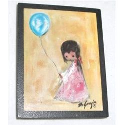 DEGRAZIA MAGNET SIGNED "DEGRAZIA" *INDIAN GIRL HOLDING BALLOON*!! MAGNET CAME OUT OF SAFE!!