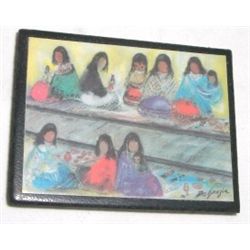 DEGRAZIA MAGNET SIGNED "DEGRAZIA" *INDIAN WOMEN & CHILDREN*!! MAGNET CAME OUT OF SAFE!!