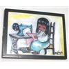 Image 1 : DEGRAZIA MAGNET SIGNED "DEGRAZIA" *INDIAN GIRL W/ SEWING MACHINE*!! MAGNET CAME OUT OF SAFE!!