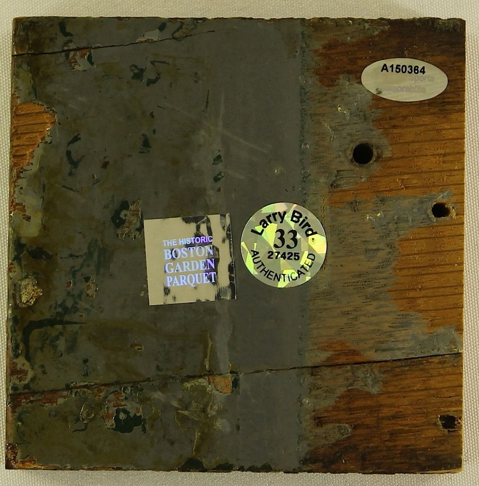 Larry Bird Signed Boston Celtics Game Used 4x4 Hardwood Floor Used