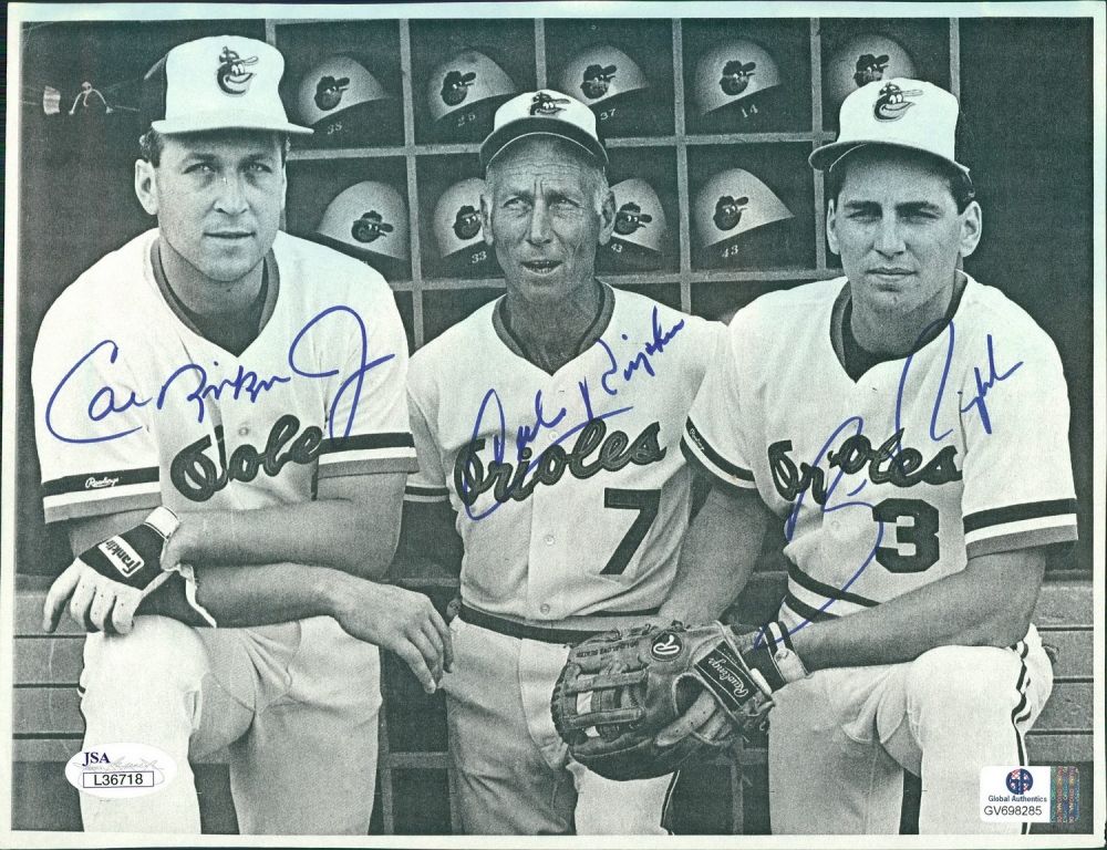 Cal Ripken Jr., Billy Ripken & Cal Ripken, Sr. Signed 9.5